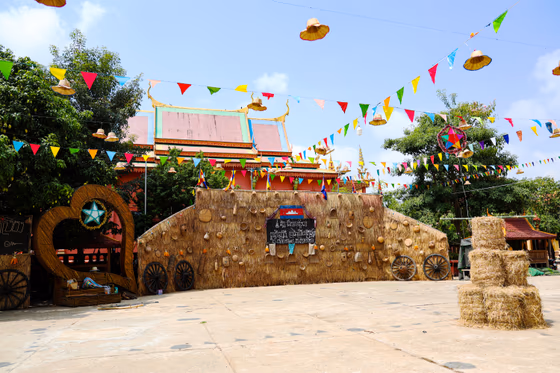 Khmer New Year Sangkranta Decorations at Pagoda ពិធីបុណ្យចូលឆ្នាំខ្មែរ
