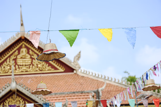 Khmer New Year Temple Flags & Hats ពិធីបុណ្យចូលឆ្នាំខ្មែរ