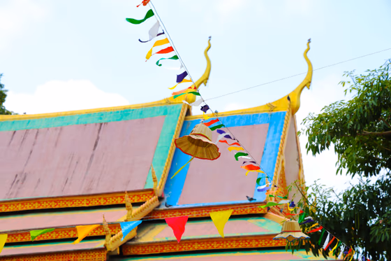 Khmer New Year Pagoda Flags and Hats បុណ្យចូលឆ្នាំថ្មី