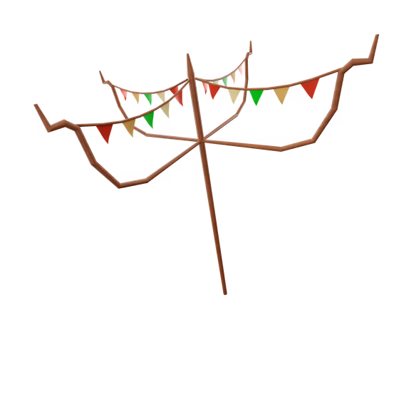 Khmer New Year Bunting Flag Pole 3D Render បង្គោលសង្ក្រាន្ត