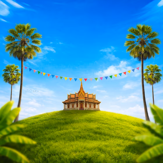 Khmer Temple Hill New Year វត្តអារាមបុណ្យចូលឆ្នាំ 3D