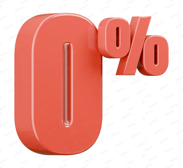 Red Three Dimensional Zero Percent Symbol