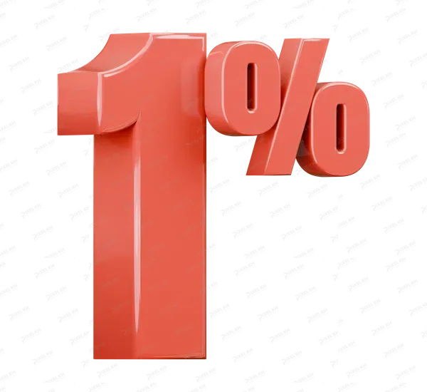 Glossy Red One Percent 3D Sign