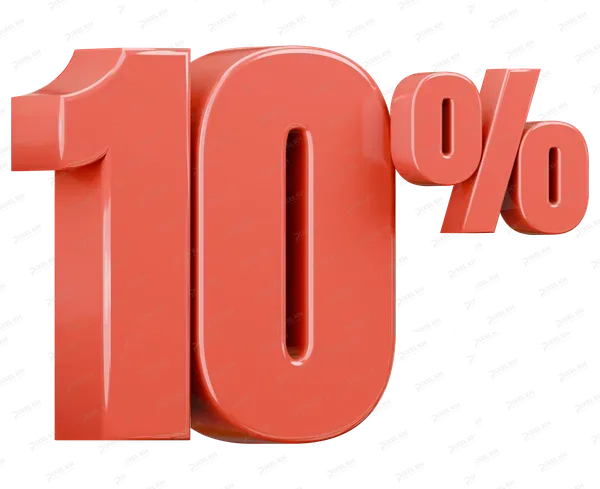 Glossy Red Ten Percent Discount Symbol