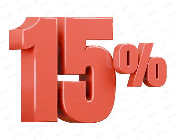 Red Glossy Fifteen Percent Discount Sign