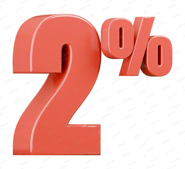 Glossy Red Two Percent Sign Render