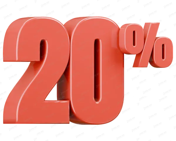 Three dimensional red twenty percent symbol