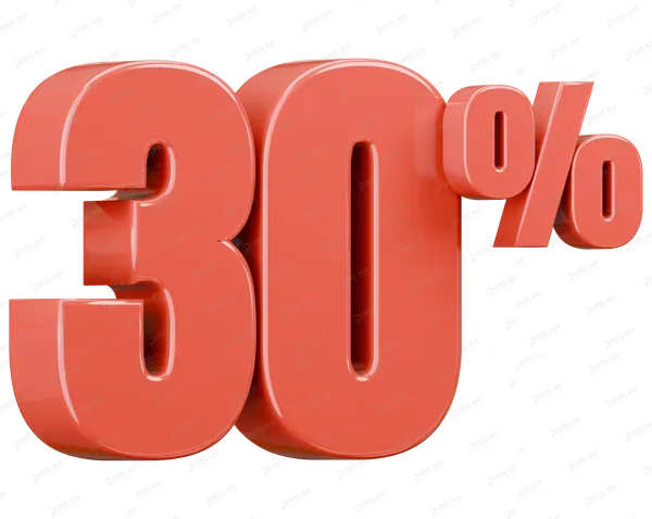 Glossy Red Thirty Percent Discount Sign