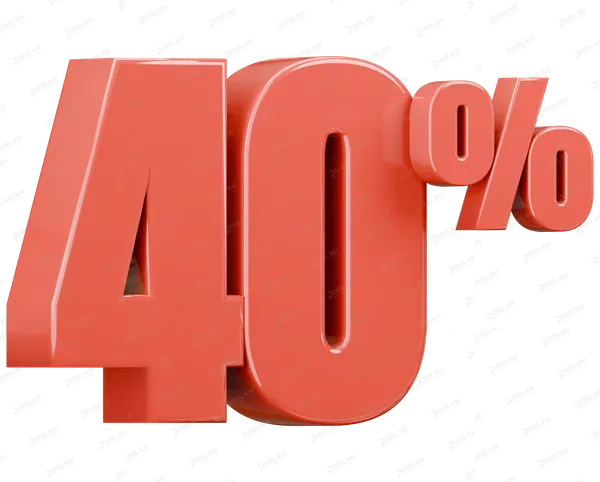 Glossy Red Forty Percent Discount Sign