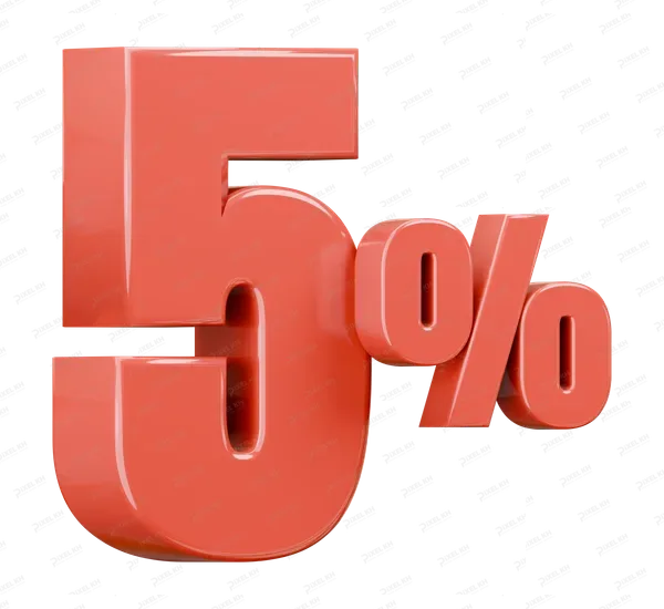 Red Glossy Five Percent Discount Icon