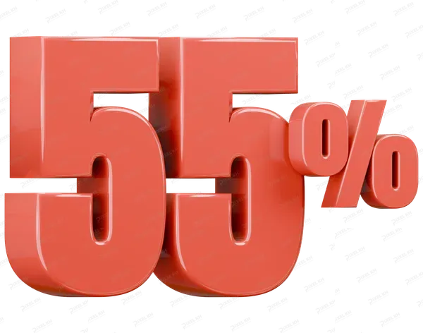 Red 55 Percent Discount 3D Sign
