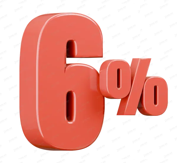 Glossy Red Six Percent Discount Symbol