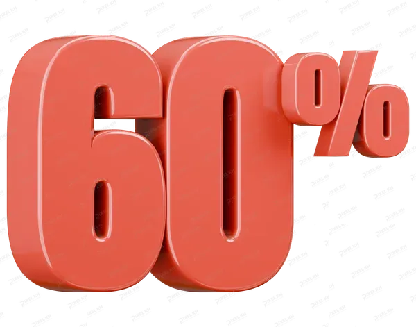 Sixty Percent Discount Red 3D Symbol