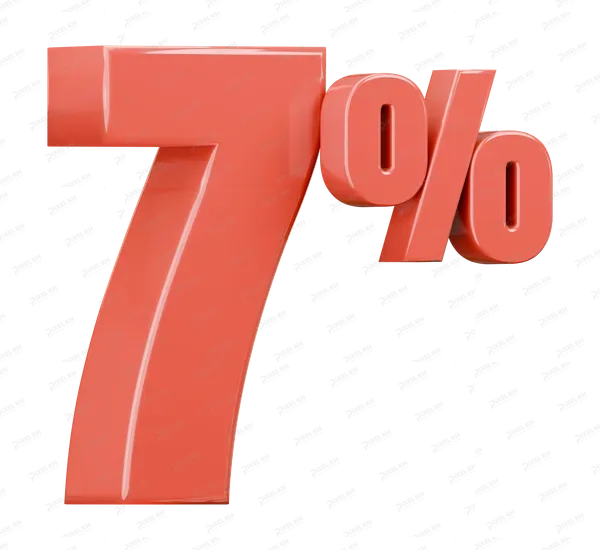 Red Seven Percent Discount 3D Render