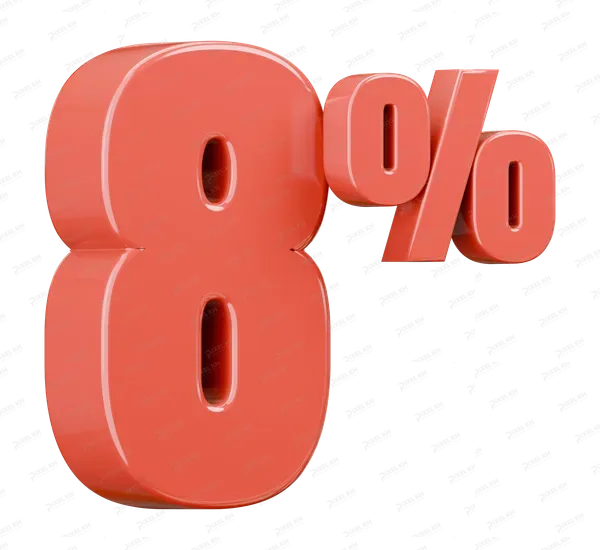Glossy Red Eight Percent Symbol Design