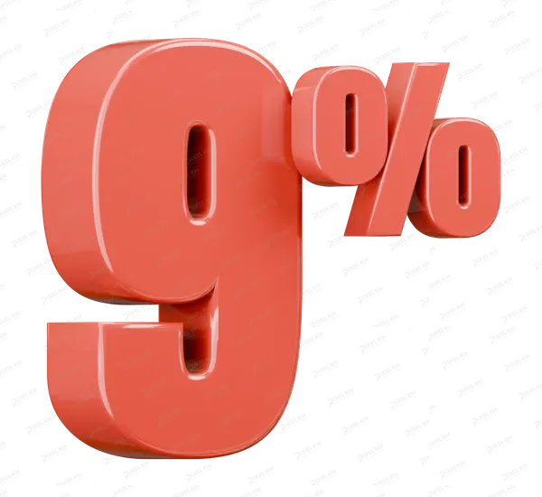 Red Nine Percent Discount 3D Render