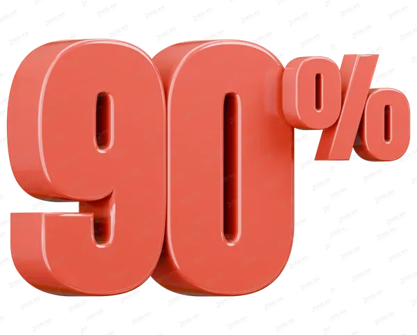 Red 3D Ninety Percent Discount Sign