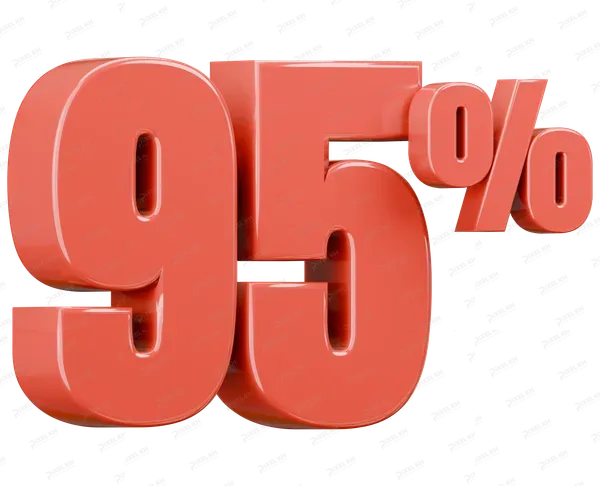 Red Ninety Five Percent 3D Sign