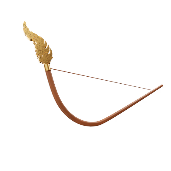 Traditional Khmer Bow ធ្នូ 3D Render Golden Ornament