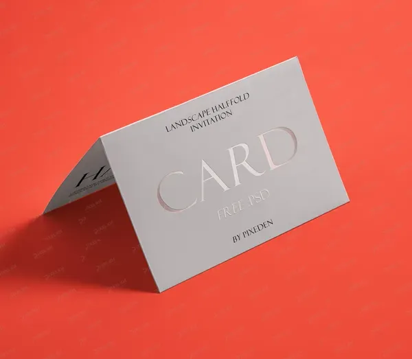 Landscape Half-Fold Invitation Card PSD Mockup Template