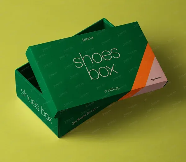 Shoes Box Branding PSD Mockup Template Realistic Design