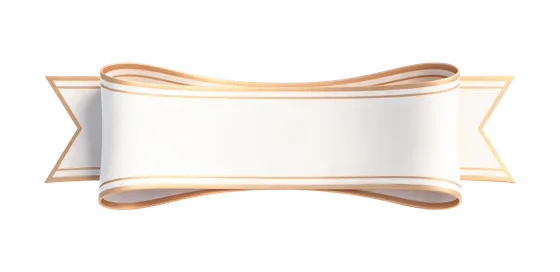 Elegant White Gold Decorative Ribbon Banner