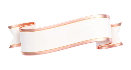 Elegant White Rose Gold Ribbon Banner