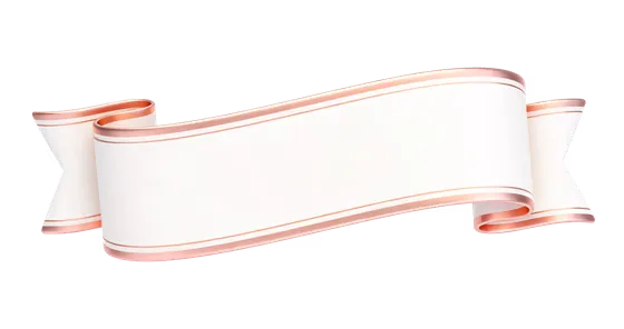 White Ribbon Banner Rose Gold Trim