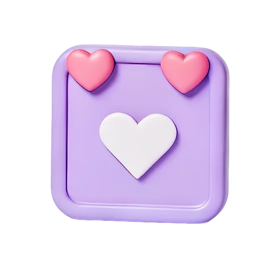 Cute 3D Love Hearts Icon Purple