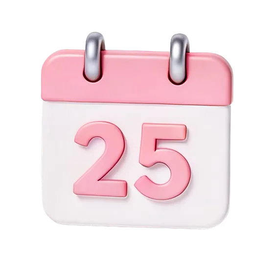 Pink Minimalist 3D Calendar Day Twenty-Five