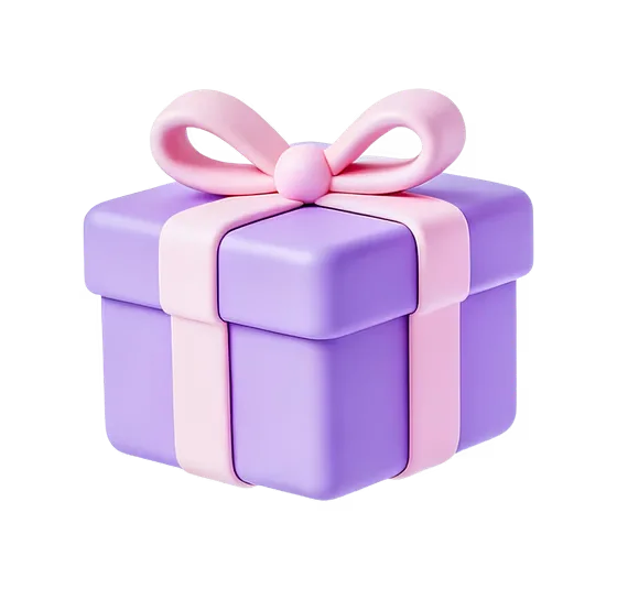 Festive Purple Gift Box Pink Ribbon Bow
