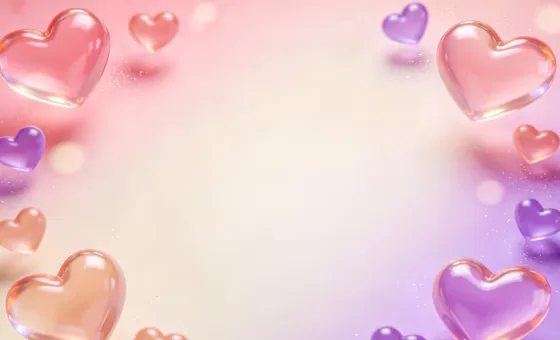 Floating Glossy Hearts Background Valentine Love Celebration