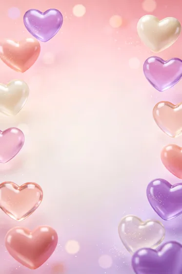 Soft Pastel Gradient Background with Hearts