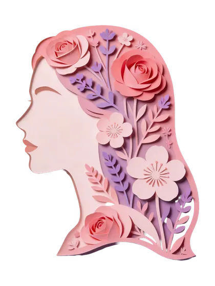 Elegant Paper Art Floral Woman Profile