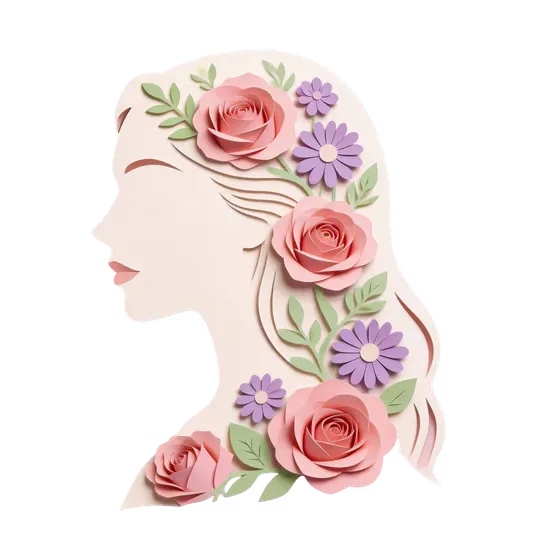 Feminine Paper Craft Floral Silhouette Illustration