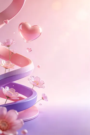 Gentle Pink Purple Floral Heart Background
