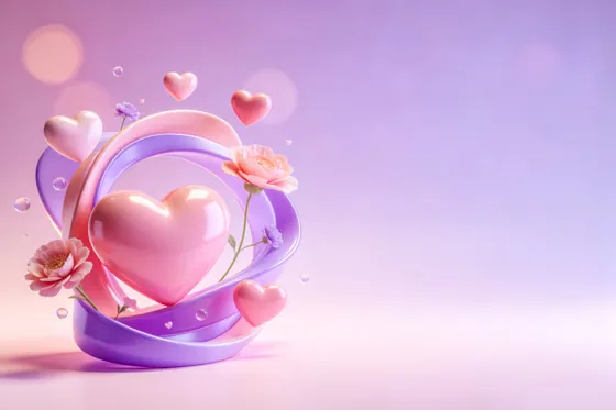 Romantic Pastel Hearts Flowers Elegant Background