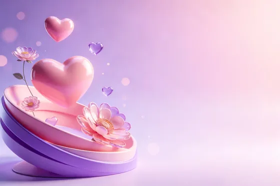 Soft Love Hearts Floral Purple Pink
