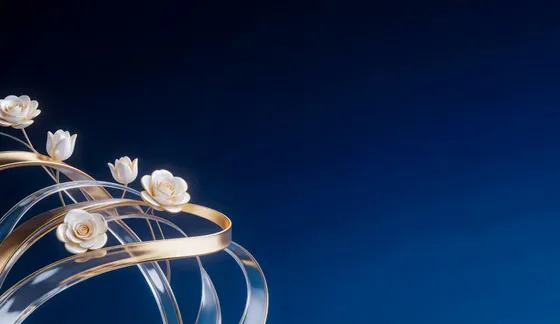 Abstract Floral Luxury Gold Blue Background