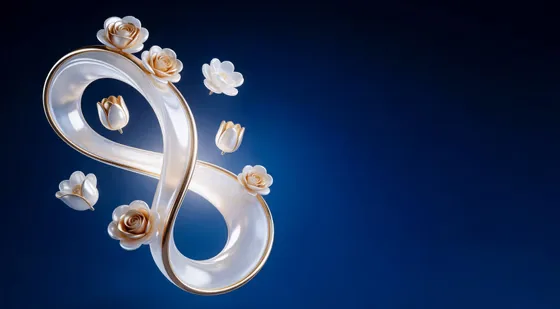 Elegant Golden 3D March 8th Design