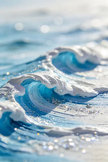 Glittering Ocean Waves Abstract Textured Artwork