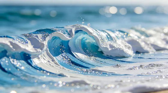Sparkling Glitter Ocean Wave Artistic Illustration