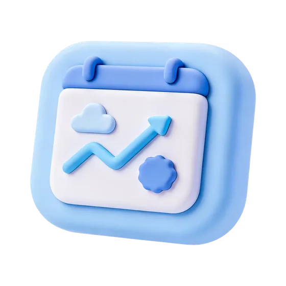 Financial Growth Schedule Calendar Icon 3D