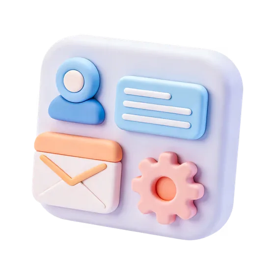 Minimalist 3D Interface Icons Application Design