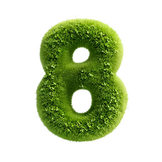 Lush Green Grass Digit Eight Isolated