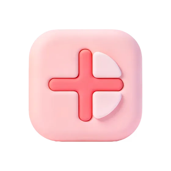 Modern Pink 3D Medical Cross Icon