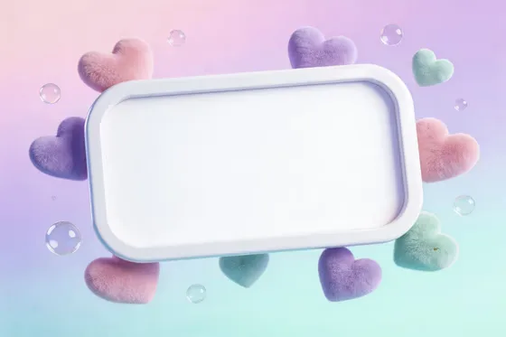 Fluffy Hearts Pastel Frame Mockup Template