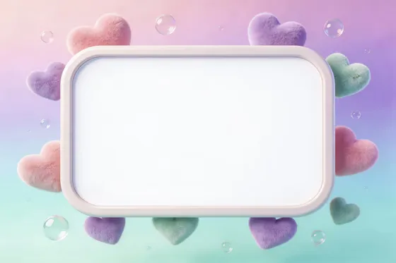 Soft Pastel Fluffy Hearts Frame Template