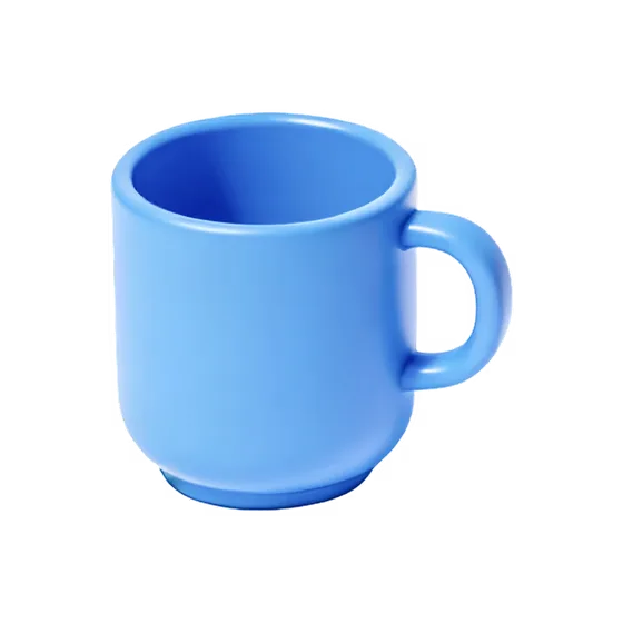 Minimalist Blue Coffee Mug 3D Rendered