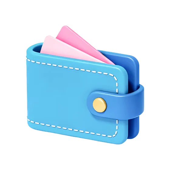 Modern Blue Wallet Holding Pink Cards